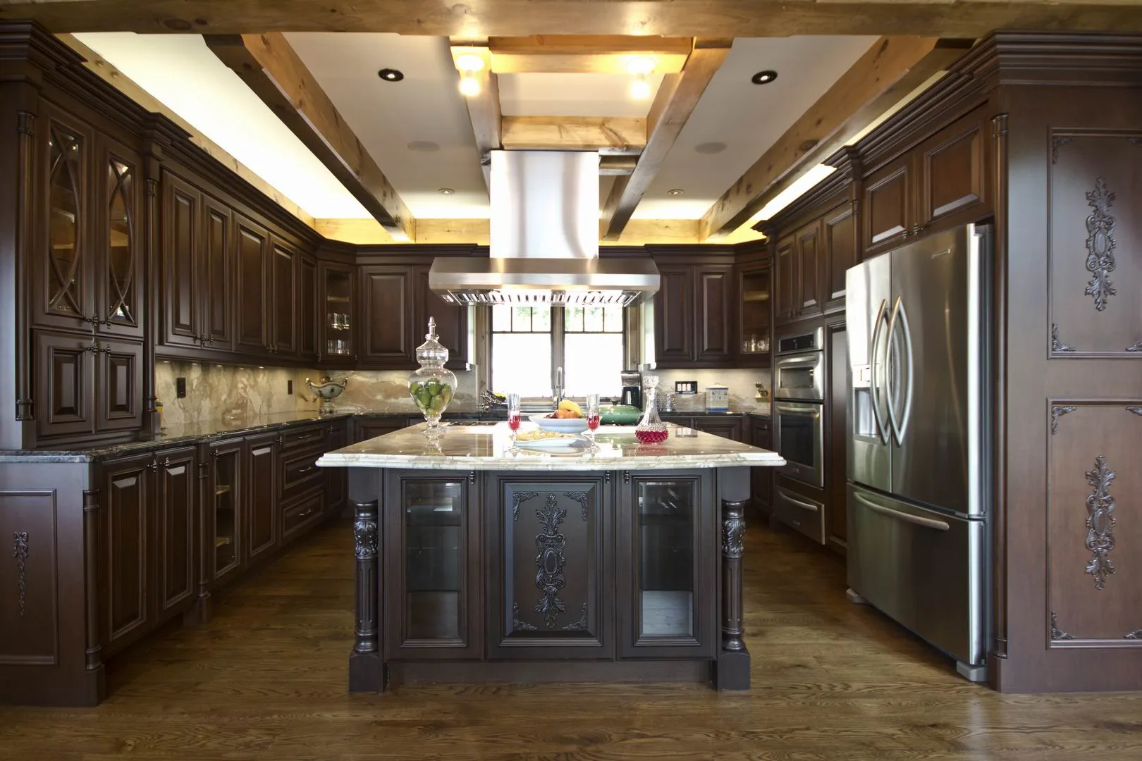 Warm custom kitchen in a residential interior