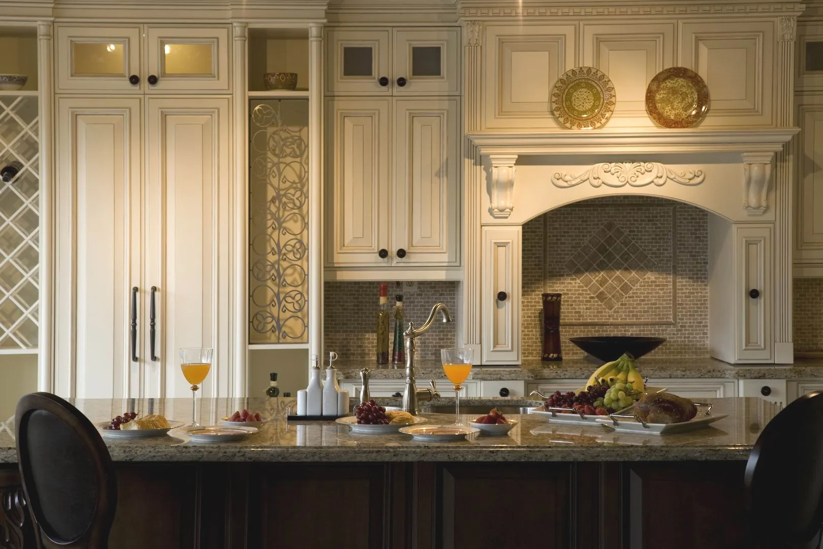 Bright custom kitchen with an island and tailored cabinetry